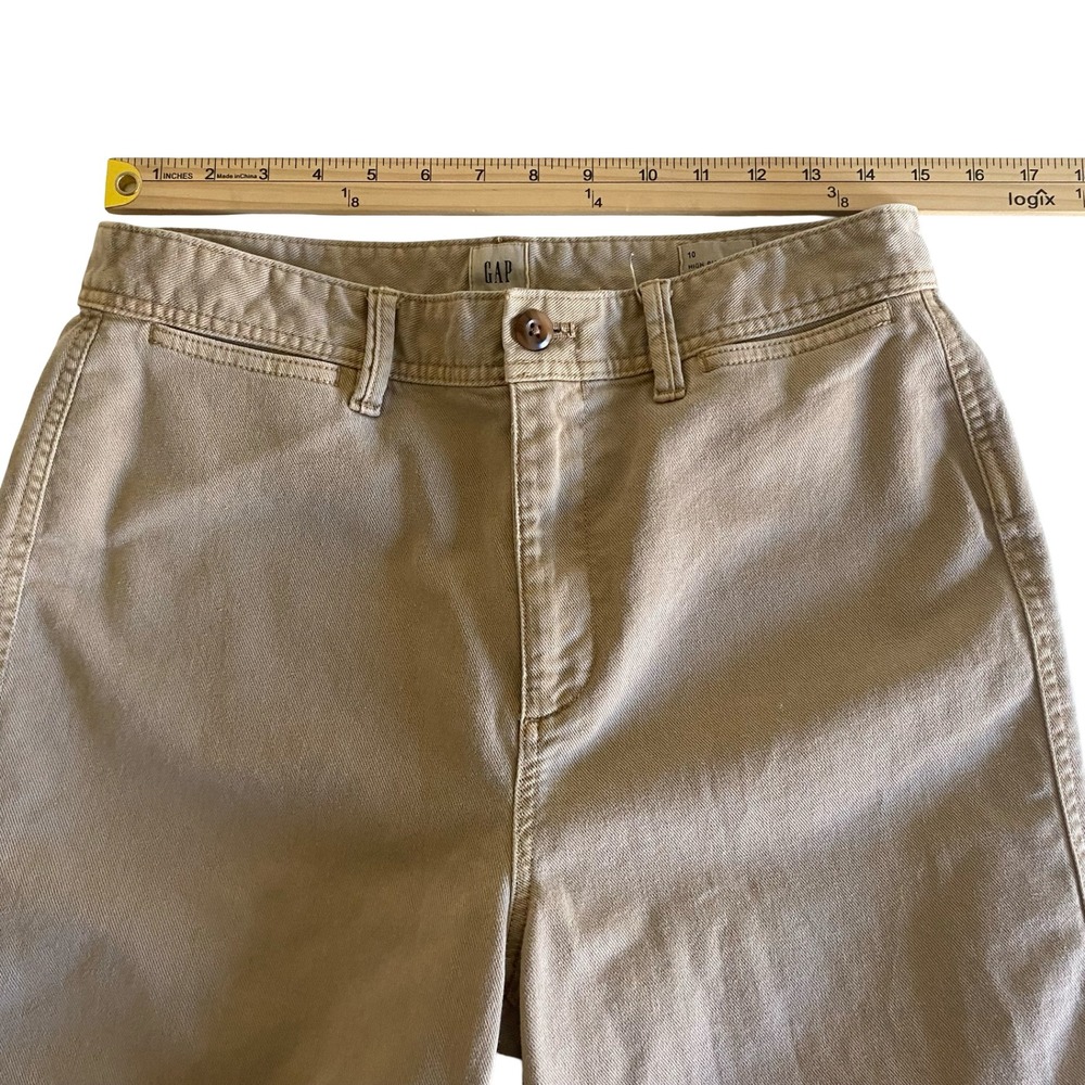Gap High Rise Wide Leg Crop Khaki Pants Women Size 10 Cotton Twill - Picture 12 of 15